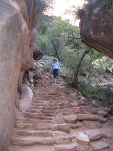 Up the Rock steps to the Upper Emerald Pool