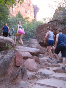 Typical group of hikers on Emerald Pool Trail