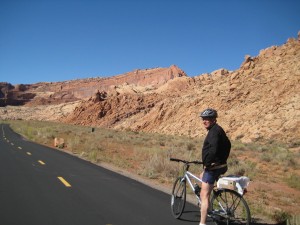 Bill riding Moab Canyon Pathway