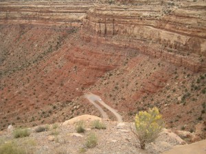 Looking down on switchbacks of the Moki Dugway