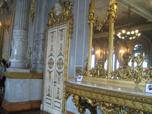 Gold overlay around doors at National Theater