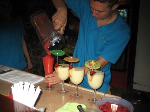 Mixing our drinks at Eco Termales